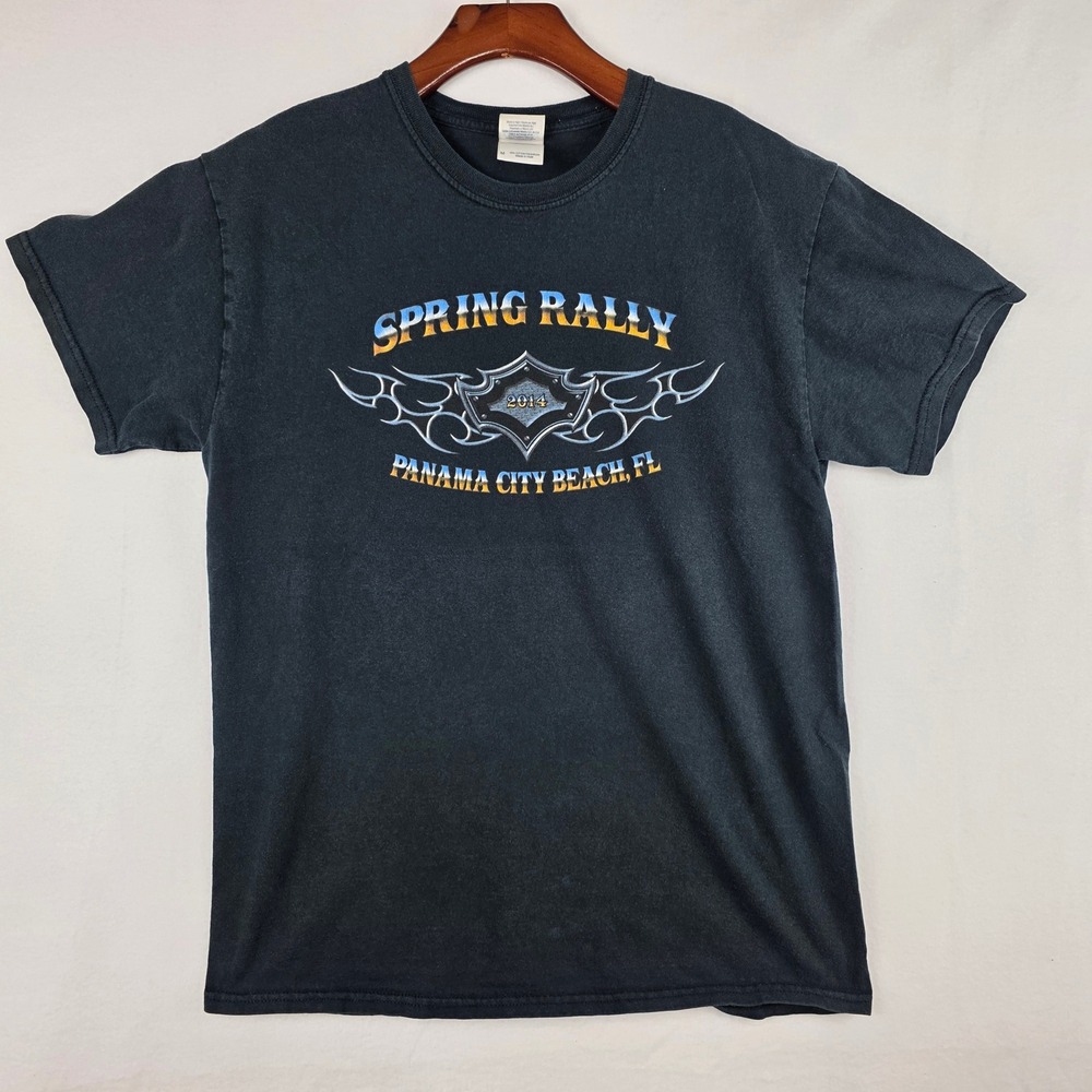 Gildan Mens 2014 Spring Rally Panama City Beach FL Biker Graphic T-Shirt Black M